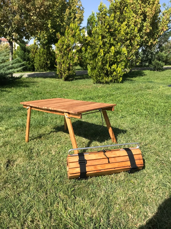 Outsunny 54 Portable Camping Table With Seat Wooden Portable Folding