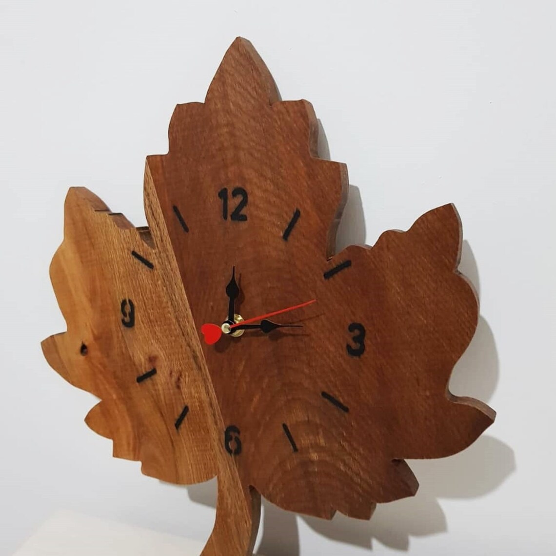 Handmade Wood Wall Clock Leaf Shaped Wall Clock Home Decor Etsy
