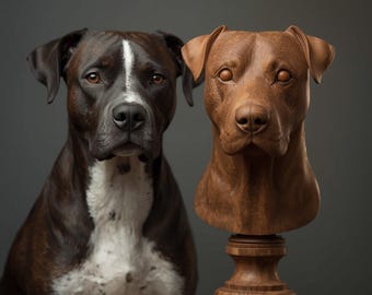 Benutzerdefinierte Hundestatue, Holz geschnitztes Hundeporträt mit Ihrem Foto