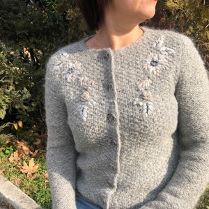 yoke loose mohair cardigan