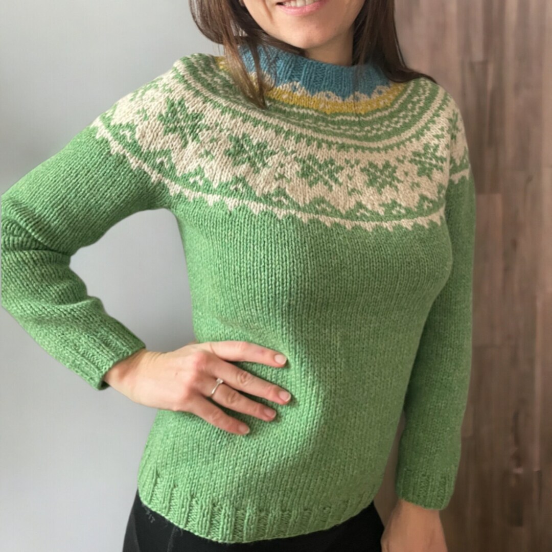 Hand Knit Shetland Wool Fair Isle Sweater: Nordic Green Pullover - Etsy