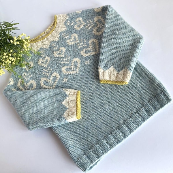 Pull islandais unisexe en laine shetland pour enfants, chaud et confortable, cadeau Fair Isle pour bébé et tout-petit, pull nordique tricoté à la main, pull d'hiver pour femme