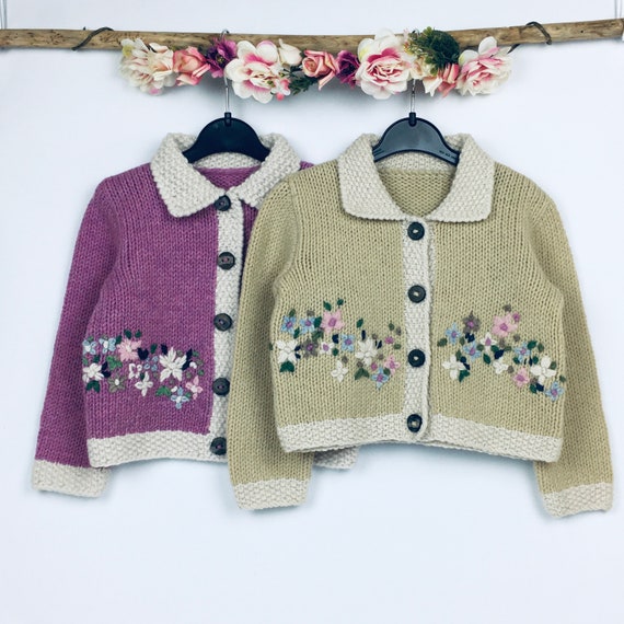 襟付き ニットカーディガン 花柄刺繍 ブランド公式オンラインショップ