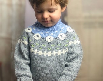Clothing Unisex Kids Clothing Unisex Baby Clothing Jumpers Christmas hand knit Nordic pullover Snow flakes baby and toddler jumper Shetland wool Icelandic unisex warm and cozy kids sweater 