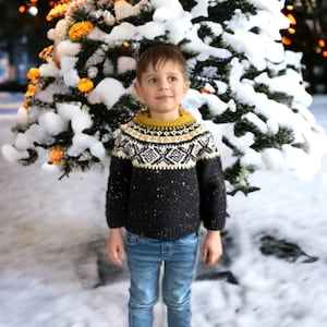 Hand Knit Shetland Wool Kids Sweater: Nordic Fair Isle Pullover