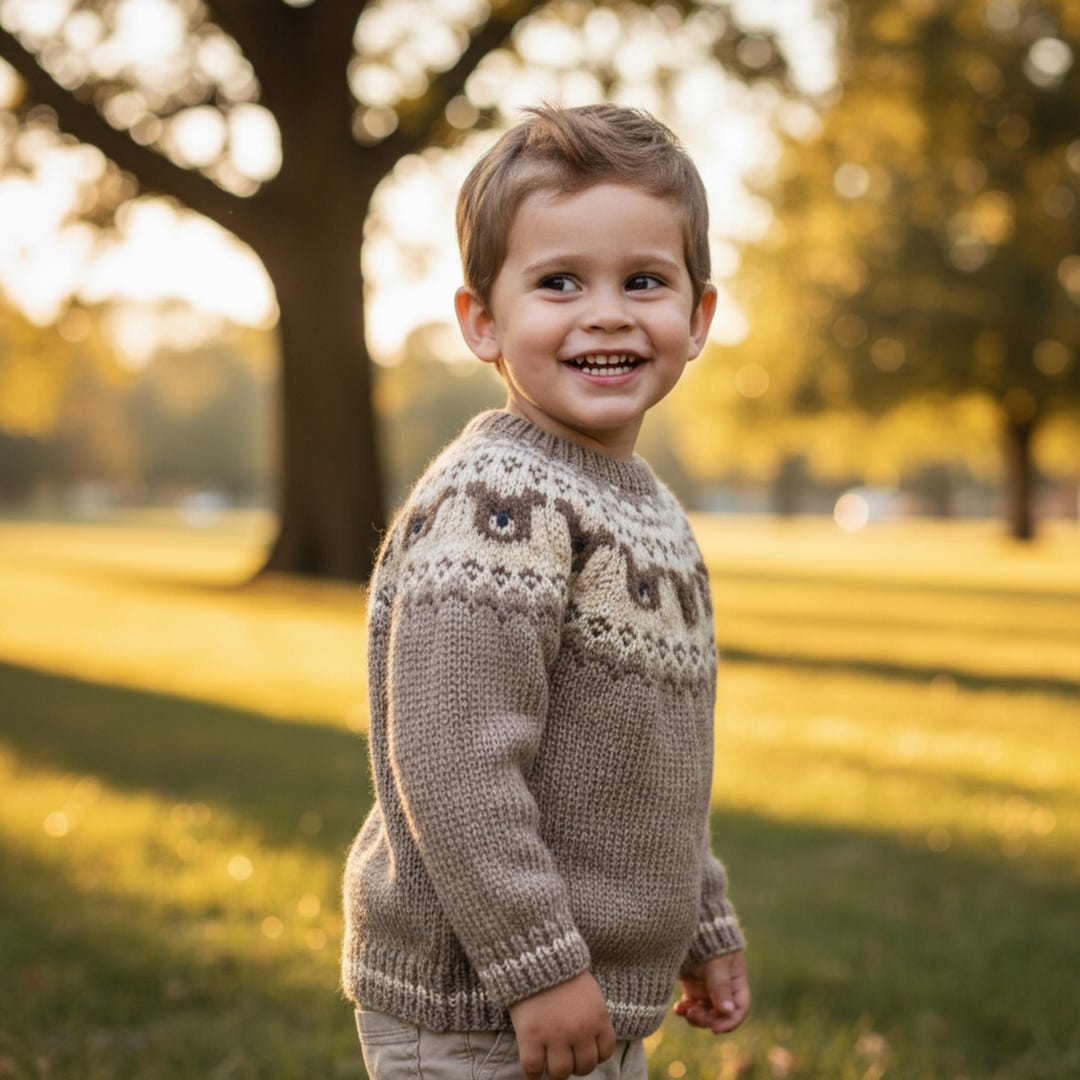 Hand Knit Shetland Wool Fair Isle Teddy Bear Sweater - Nordic Kids ...