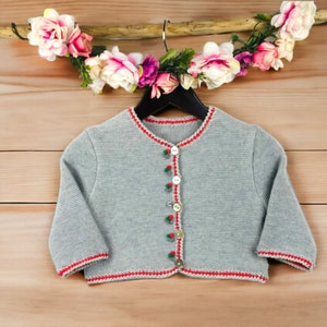 Floral Embroidered Wool Baby Cardigan: Handmade Knit Sweater