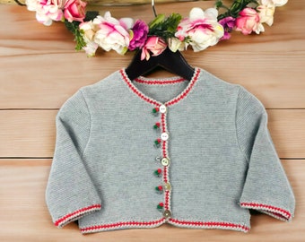 Floral embroidered kids cardigan | Baby wool sweater | Fall girls outfit | Perfect gift for a little girl | Back to school toddler cardigan