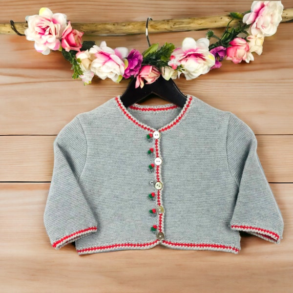 Cardigan brodé floral pour enfant | Pull en laine pour bébé | Ensemble automne fille | Cadeau parfait pour une petite fille | Cardigan pour la rentrée des classes