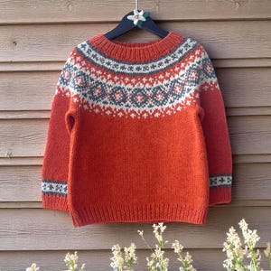 Hand Knit Shetland Wool Kids Sweater: Nordic Fair Isle Pullover
