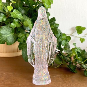 Virgin Mary Resin Figure Light Opal