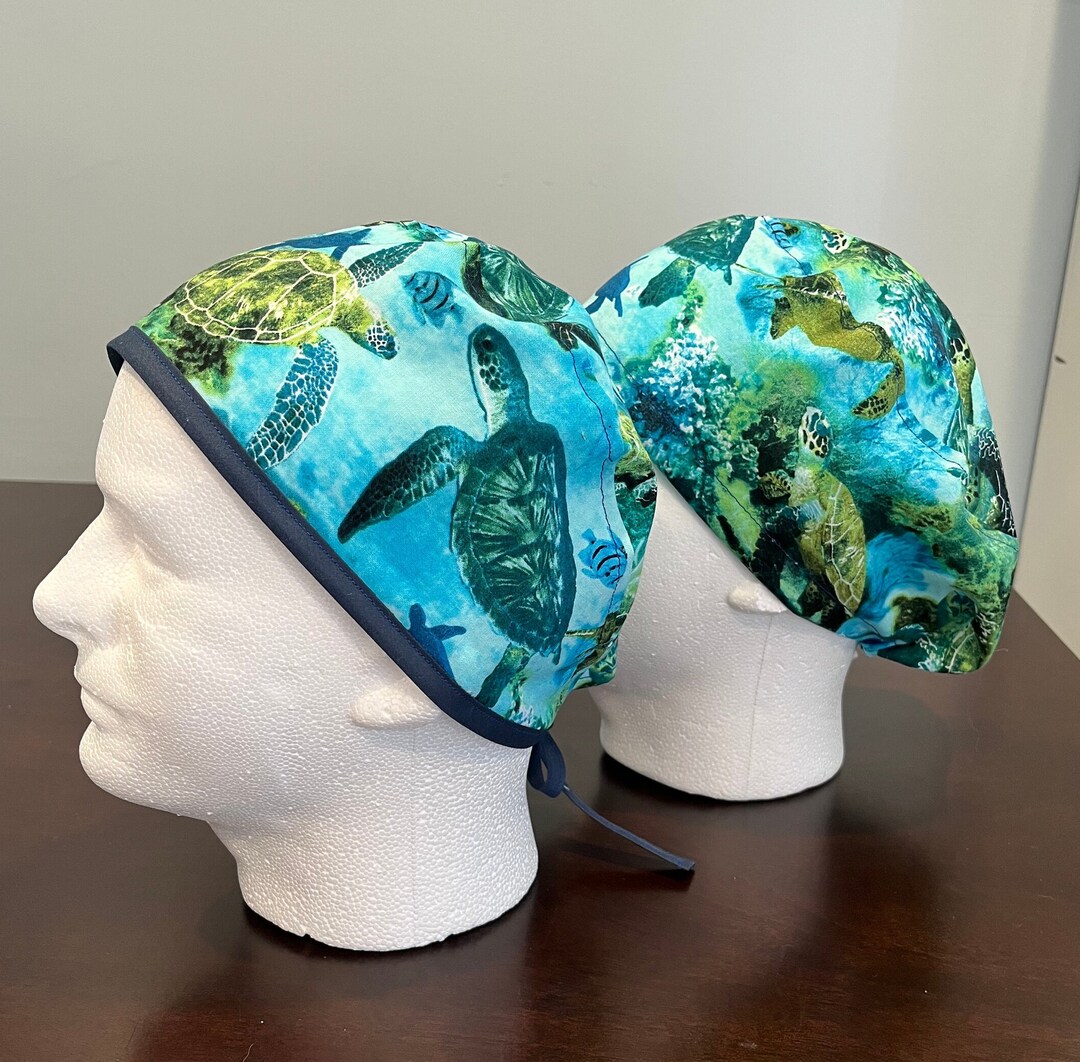 Sea Turtle Shell Pattern Cap Ocean/beach Sea Turtle Scrub Cap/hat - Adjustable Unisex/men/women ...
