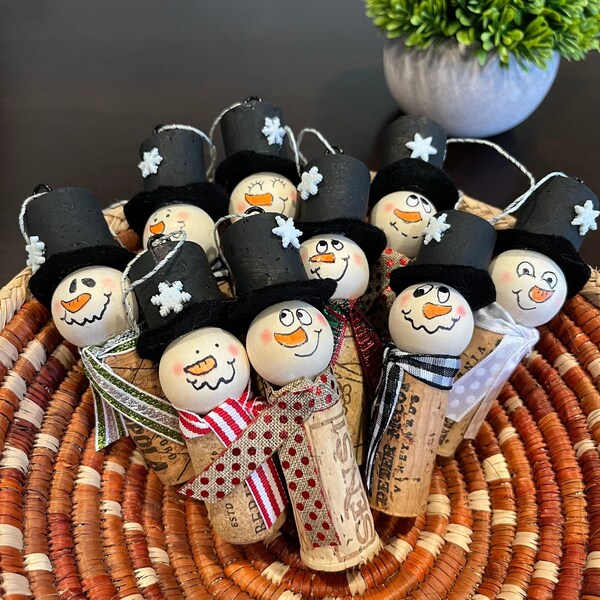 Cork Snowman Etsy