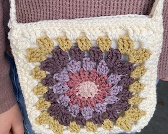 Small Purple Crochet Crossbody Bag