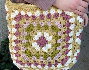 Big Yellow Crochet Crossbody Bag
