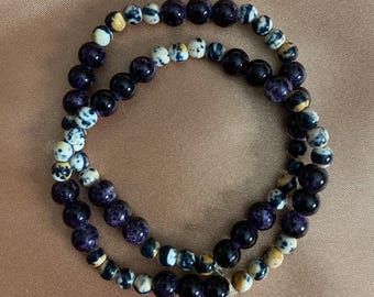 Orange and Black Marble Beaded Bracelet