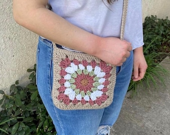 Small Pink Crochet Crossbody Bag