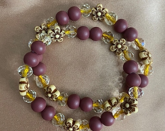 Pink Flower Beaded Bracelet