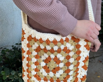 Big Orange Crochet Crossbody Bag