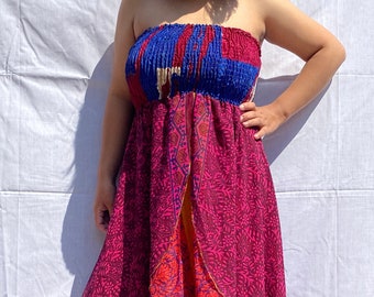 Indian Silk Dress Summer Dress Boho Dress Hippie Dress Gypsy Dress Ethnic Dress Beach Dress Maxi Dress Bohemian Dress Sleeveless Dress