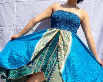Indian Silk Dress Summer Dress Boho Dress Hippie Dress Gypsy Dress Ethnic Dress Beach Dress Maxi Dress Bohemian Dress Sleeveless Dress