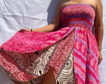 Indian Silk Dress Summer Dress Boho Dress Hippie Dress Gypsy Dress Ethnic Dress Beach Dress Maxi Dress Bohemian Dress Sleeveless Dress