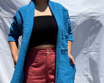 100% pure cotton long cardigan, cotton cardigan from Thailand, Pocket cardigan