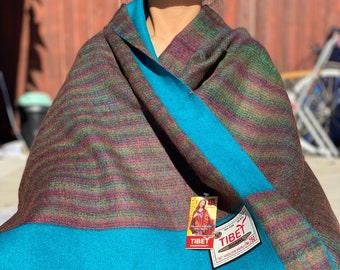 Oversize Pure Yak wool blanket, Yak scarf, Yak wool scarf wrap, handmade blanket, double-sided blanket, throw for bed, meditation blanket
