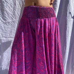 Indian Silk Wide leg pant, Indian Silk pants, Indian Palazzo Pant - Umbrella Flared Skirt Pant, Harem Pants, Vintage Silk Sari Made Trouser