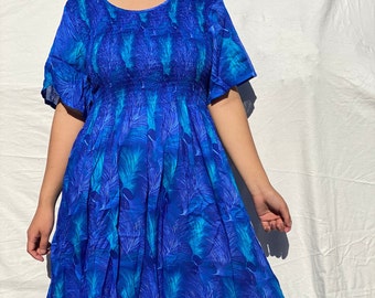 Indian Women cotton dress, midi dress, boho dress, summer dress for women, one size dress, Hippie Dress, Feather dress, half sleeve dress