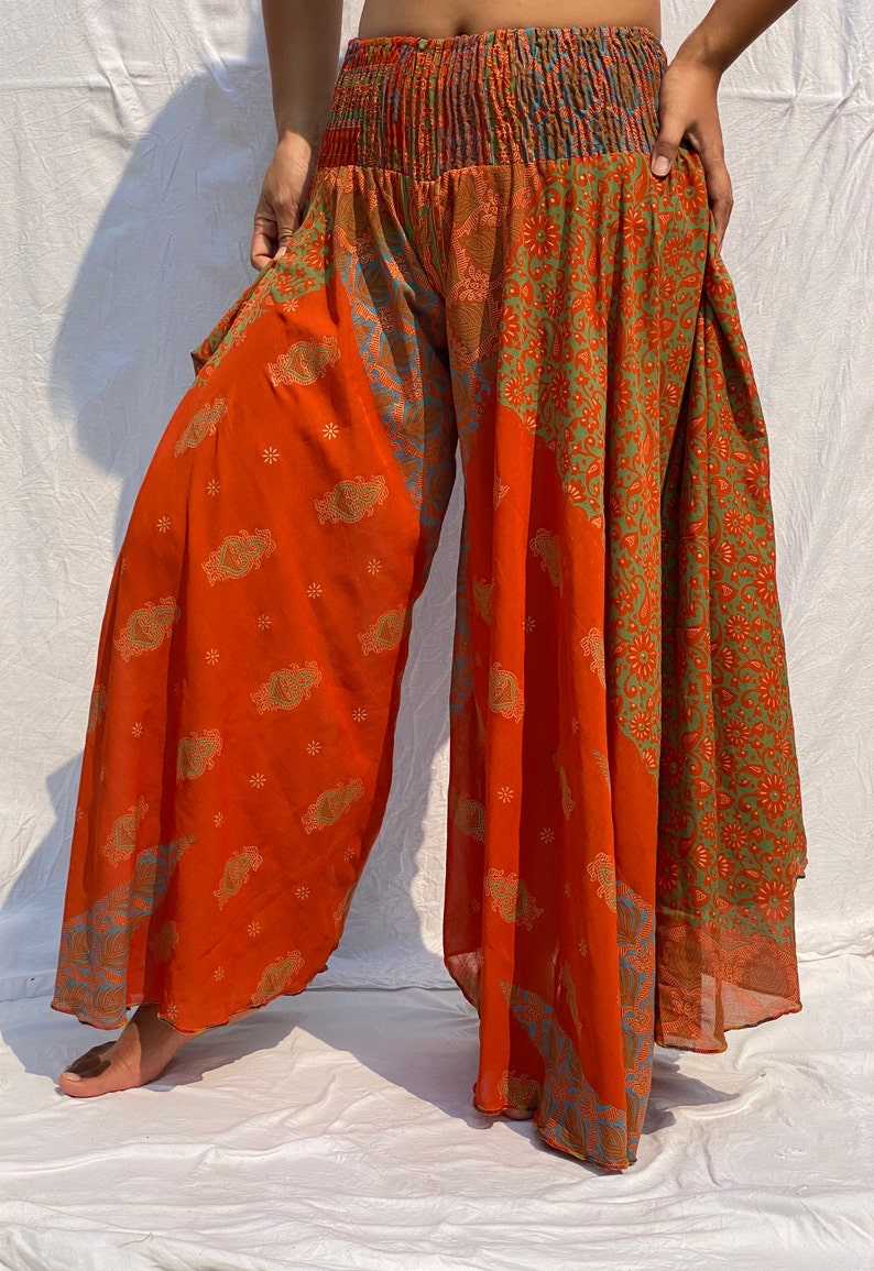 Indian Silk Wide leg pant Indian Silk pants Indian Palazzo Etsy