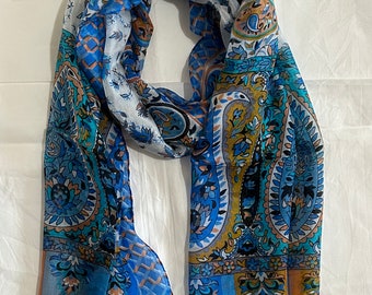 Pure Silk Scarf, 100% Silk Scarf, Hand Painted Silk, Silk Scarf from India