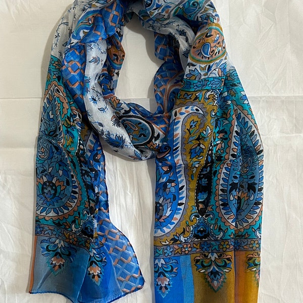 Pure Silk Scarf, 100% Silk Scarf, Hand Painted Silk, Silk Scarf from India
