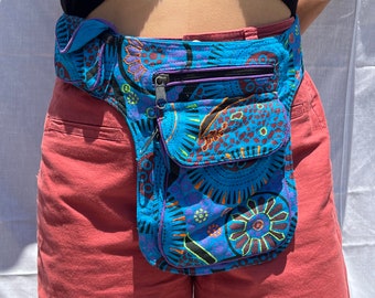 Handmade Pure Cotton multicolored natural dye Bum Bag funky waist belt very trendy fannypack from Nepal