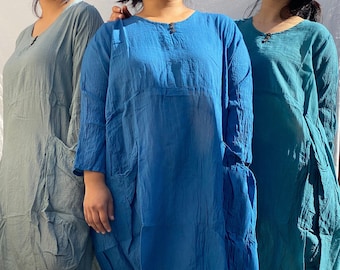 Long Sleeve Linen Tunic Dress, Linen Tunic, Linen Dress For Women, Plus Size Linen