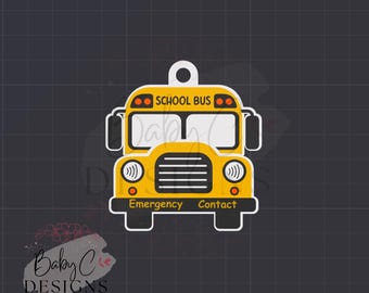 Portachiavi NFC con contatto di emergenza per scuolabus – File STL 3D / Download digitale / Uso commerciale consentito / Baby C Designs