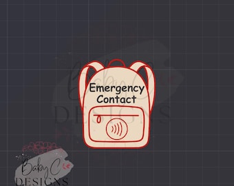 Portachiavi NFC con contatto di emergenza per zaino – File STL 3D / Download digitale / Uso commerciale consentito / Baby C Designs