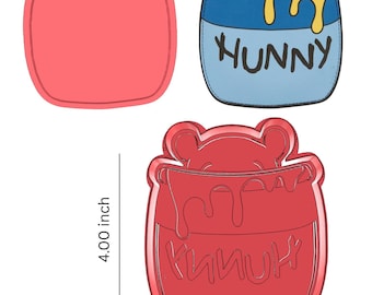 Download digitale, set di stampini per biscotti a forma di pentola con timbro, set di biscotti a forma di orso e pentola, file STL