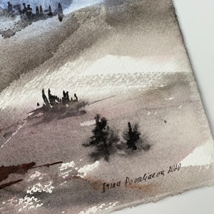 Schneebedeckte Berg Wand Kunst Winter Aquarell Landschaft | Etsy