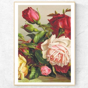 Vintage Graphic Flower illustration Art Print, Hand Made, Home & Wall Decor.