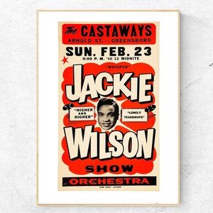Classic design Jackie Wilson music poster from a 1969 concert. High Quality Reproduction Art Print - Wall & Home Decor.