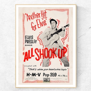 Vintage Elvis Presley All Shook Up Promo Poster, Digital Art Print, Home & Wall Decor.