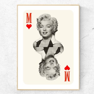 Marilyn of Hearts Spielkarte - Originales Design, handgemachter digitaler Kunstdruck, Wand & Wohndekor.