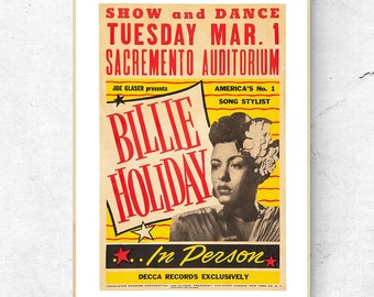 Billie Holiday Concert Poster: Vintage Music Print - Etsy
