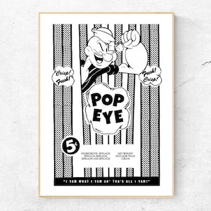 Popeye, Limited Edition Hand Made Giclee Pigment Art Print, Signed by the Artist, Home & Wall Decor.