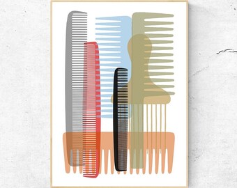 Wydruk artystyczny Combs Collage, podpisany wydruk giclee, wystrój domu