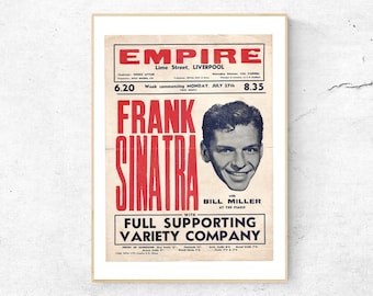 Stary plakat koncertowy Franka Sinatry Liverpool Empire z 1953 r., ręcznie wykonany cyfrowy wydruk artystyczny, dekoracja ścienna i domowa.