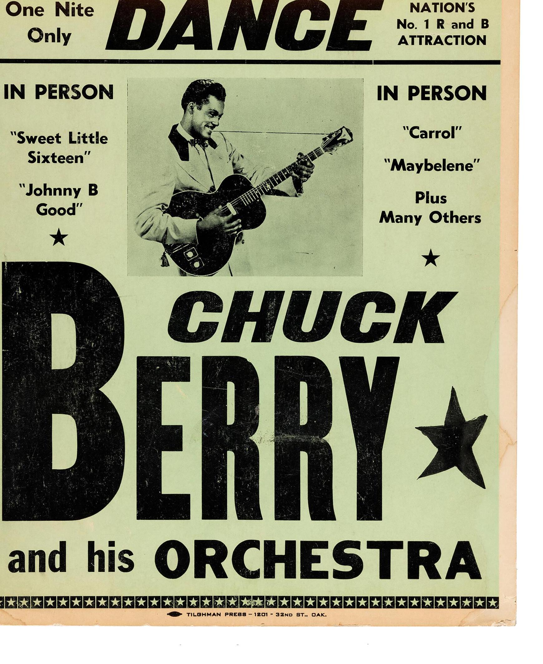 Vintage Chuck Berry 1950s Concert Poster - Hand Made Digital 