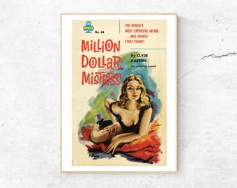 Wysokiej jakości 'Million Dollar Mistress', wydruk na okładce starego Pulp Fiction, lata 50., dekoracja ścienna i domowa.