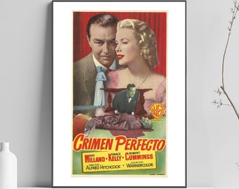 Plakat hiszpańskiego filmu „M jak morderstwo” – Grace Kelly, wydruk Hitchcocka (cyfrowy wydruk artystyczny)